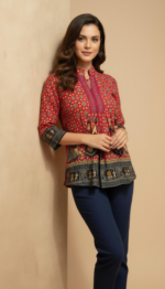 Zinora Geometric Print Women Multicolor Top