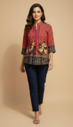 Zinora Geometric Print Women Multicolor Top - Image 7