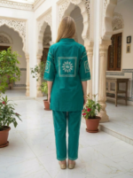 Zinora Red Embroidered Kurti Pant Co-ord Set for Women - Image 11