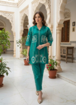 Zinora Red Embroidered Kurti Pant Co-ord Set for Women - Image 8