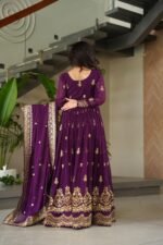 Premium Designer Gown with Dupatta | Zari Embroidery Party Wear – Zinora - Image 8