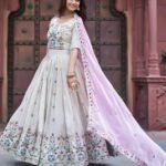 ZINORA Festival Embroidered Tissue Silk Lehenga Choli Set with Dupatta