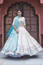 ZINORA Festival Embroidered Tissue Silk Lehenga Choli Set with Dupatta - Image 11