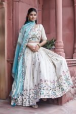 ZINORA Festival Embroidered Tissue Silk Lehenga Choli Set with Dupatta - Image 6