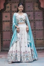 ZINORA Festival Embroidered Tissue Silk Lehenga Choli Set with Dupatta - Image 4