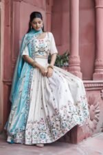 ZINORA Festival Embroidered Tissue Silk Lehenga Choli Set with Dupatta - Image 3