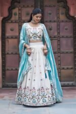 ZINORA Festival Embroidered Tissue Silk Lehenga Choli Set with Dupatta - Image 2