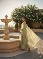 Zinora Women Olive Green Embroidered Kurta Palazzo Set with Dupatta | Festive Ethnic Suit - Image 3