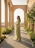 Zinora Women Olive Green Embroidered Kurta Palazzo Set with Dupatta | Festive Ethnic Suit - Image 2