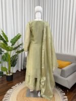 Zinora Women Olive Green Embroidered Kurta Palazzo Set with Dupatta | Festive Ethnic Suit - Image 5
