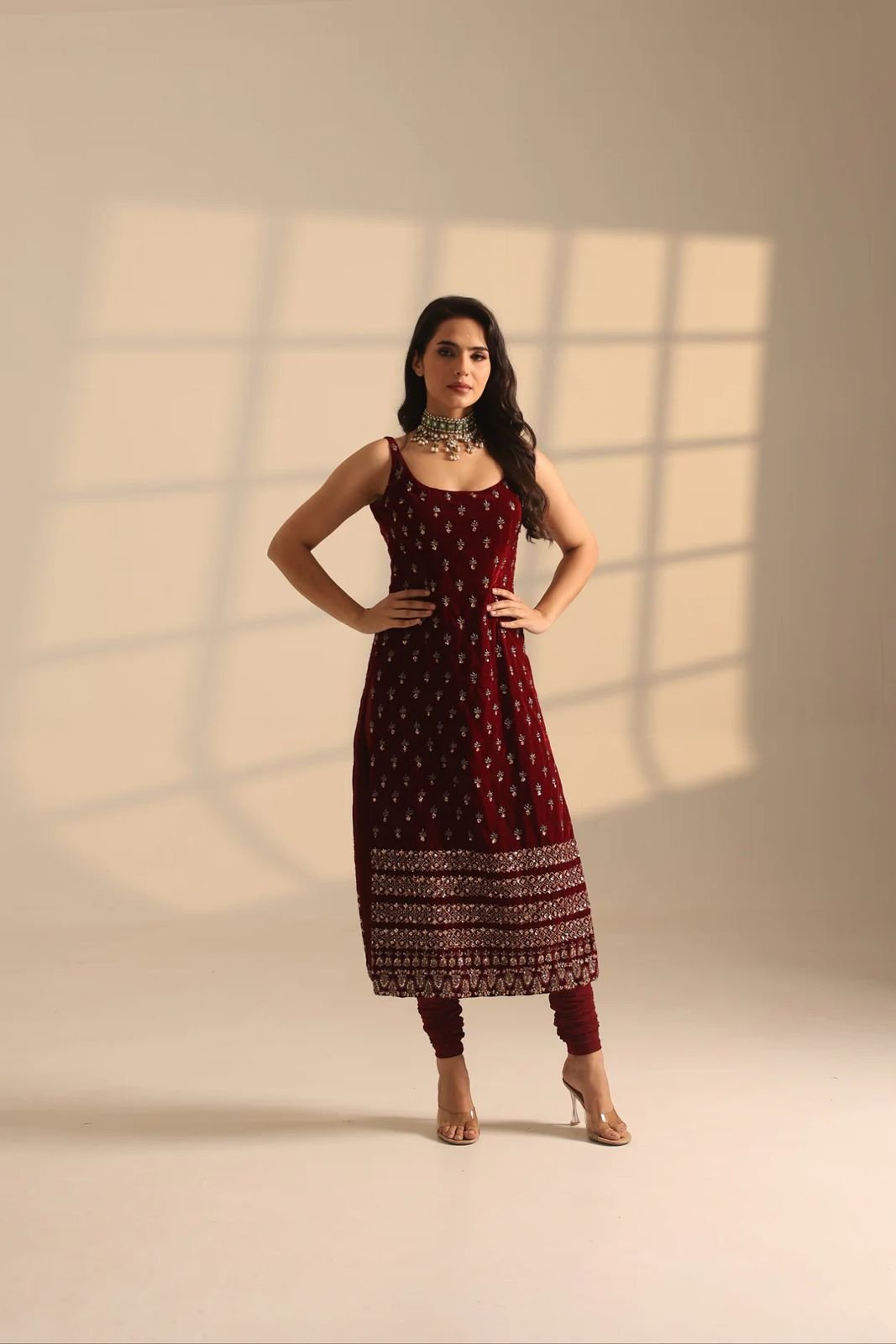 WhatsAppImage2026-02-07at5.55.23PM ZINORA Women Maroon Embroidered Kurta Set – Festive & Party Wear Ethnic Outfit - Image 1