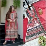 Zinora Women’s 3 Piece Fancy Printed A-Line Kurti Set with Palazzo & Dupatta - Image 5