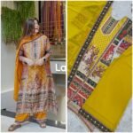 Zinora Women’s 3 Piece Fancy Printed A-Line Kurti Set with Palazzo & Dupatta - Image 7