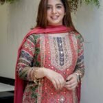 Zinora Women’s 3 Piece Fancy Printed A-Line Kurti Set with Palazzo & Dupatta