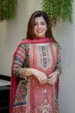 Zinora Women’s 3 Piece Fancy Printed A-Line Kurti Set with Palazzo & Dupatta