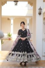 Zinora™ Premium Designer Gown with Floral Dupatta – Wedding & Festive Wear - Image 15