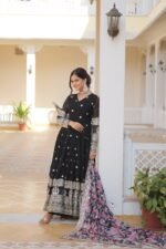 Zinora™ Premium Designer Gown with Floral Dupatta – Wedding & Festive Wear - Image 14