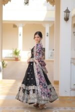 Zinora™ Premium Designer Gown with Floral Dupatta – Wedding & Festive Wear - Image 12