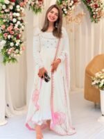 Premium Designer Party Wear Embroidered Gown with Dupatta – Fully Stitched Ready to Wear