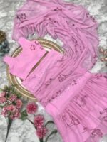 Zinora Ruffle Lehenga Saree for Women – Faux Georgette Digital Print | Ready to Wear Party & Festive Saree - Image 5