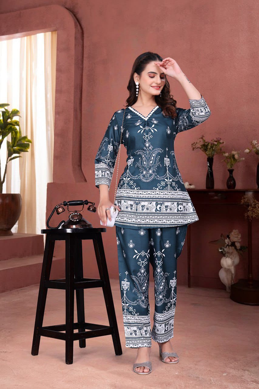 IMG-20260415-WA0331 Zinora Premium Digital Printed Co-ord Set for Women – Magic Slub Fabric | Casual & Stylish Wear - Image 1
