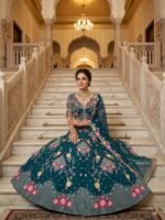 Zinora Designer Butterfly Net Lehenga for Women – 3.5 Meter Flare Sequins Embroidered Party & Wedding Wear - Image 3
