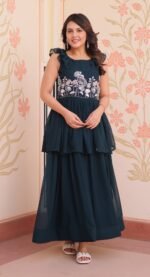 Zinora Designer Embroidered Gown for Women – Faux Blooming Fabric | Party & Festive Wear