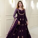 Zinora Designer Georgette Gown with Dupatta for Women | Sequence Embroidery Party Wear Anarkali Dress