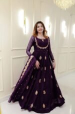 Zinora Designer Georgette Gown with Dupatta for Women | Sequence Embroidery Party Wear Anarkali Dress
