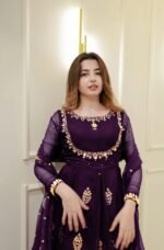 Zinora Designer Georgette Gown with Dupatta for Women | Sequence Embroidery Party Wear Anarkali Dress - Image 2