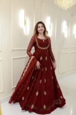 Zinora Designer Georgette Gown with Dupatta for Women | Sequence Embroidery Party Wear Anarkali Dress - Image 8