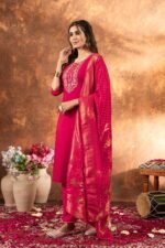 Zinora Marina Silk Kurta Set for Women – Embroidered Festive Wear with Dupatta - Image 4