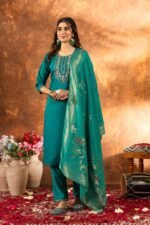 Zinora Marina Silk Kurta Set for Women – Embroidered Festive Wear with Dupatta - Image 7
