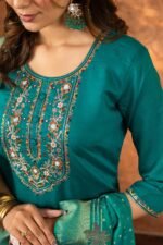 Zinora Marina Silk Kurta Set for Women – Embroidered Festive Wear with Dupatta - Image 8