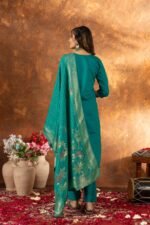 Zinora Marina Silk Kurta Set for Women – Embroidered Festive Wear with Dupatta - Image 12