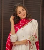 Zinora Payal Anarkali Suit Set for Women – Flared Chanderi Silk Kurti with Dupatta - Image 2