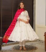 Zinora Payal Anarkali Suit Set for Women – Flared Chanderi Silk Kurti with Dupatta