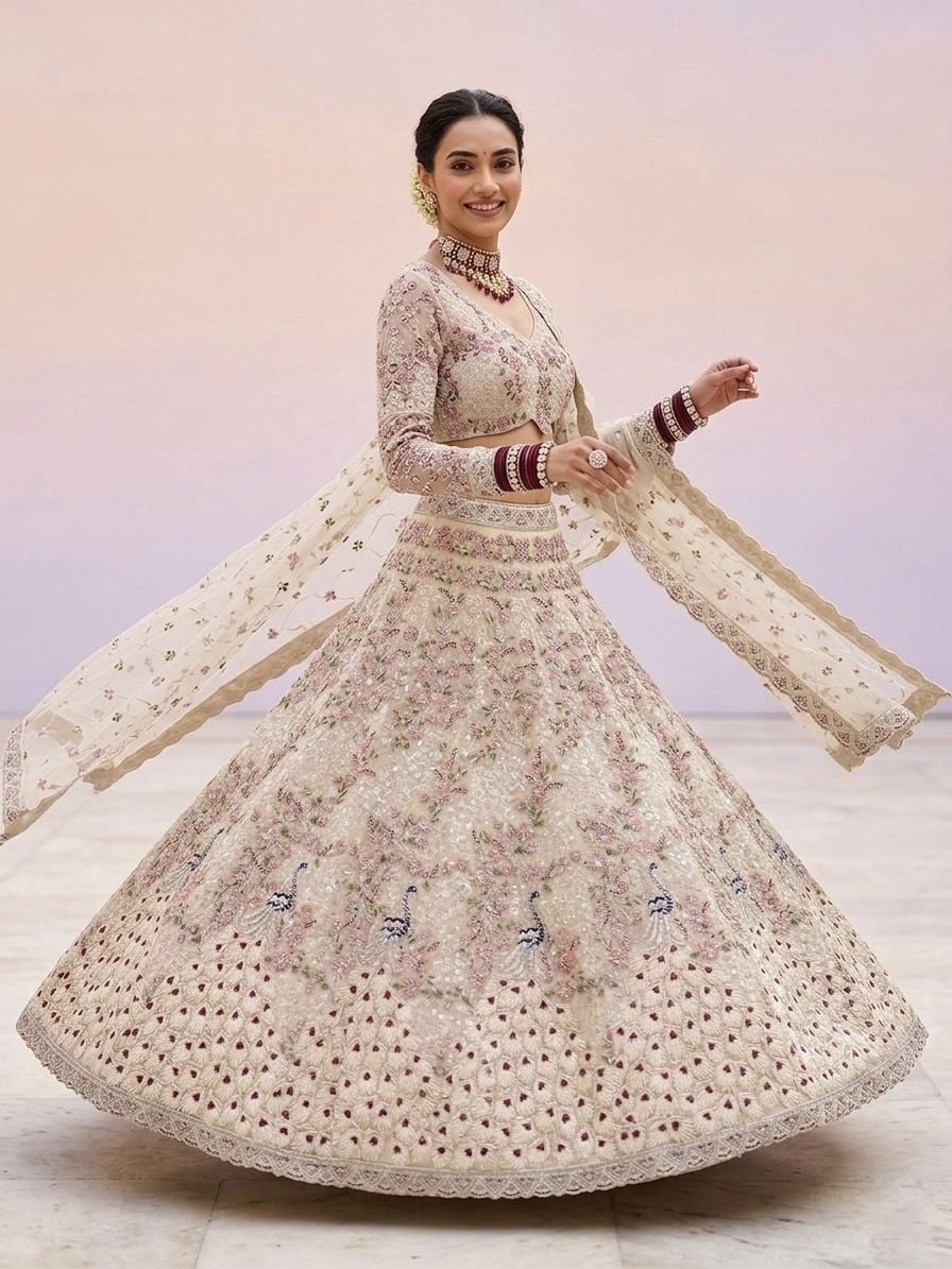 WhatsApp Image 2026-04-15 at 11.42.52 AM (1) Zinora Premium Soft Net Lehenga for Women – 4 Meter Flare Sequins Embroidered Wedding & Bridal Wear - Image 1
