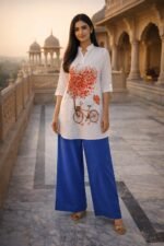 White Printed Rayon Top Palazzo Set for Women | Stylish Casual Wear - Image 3