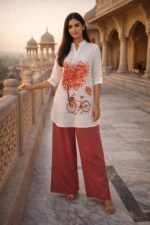 White Printed Rayon Top Palazzo Set for Women | Stylish Casual Wear - Image 2