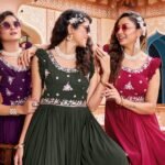 Zinora Designer Embroidered Gown for Women – Faux Blooming Fabric | Zari Sequins Party Wear Gown