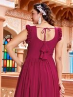 Zinora Designer Embroidered Gown for Women – Faux Blooming Fabric | Zari Sequins Party Wear Gown - Image 3