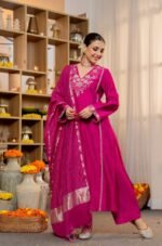 Zinora Pure Satori Silk Suit Set for Women – Embroidered Festive Wear with Banarasi Dupatta - Image 4