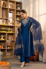 Zinora Pure Satori Silk Suit Set for Women – Embroidered Festive Wear with Banarasi Dupatta - Image 8