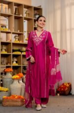Zinora Pure Satori Silk Suit Set for Women – Embroidered Festive Wear with Banarasi Dupatta - Image 3