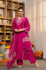 Zinora Pure Satori Silk Suit Set for Women – Embroidered Festive Wear with Banarasi Dupatta - Image 5