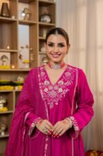 Zinora Pure Satori Silk Suit Set for Women – Embroidered Festive Wear with Banarasi Dupatta