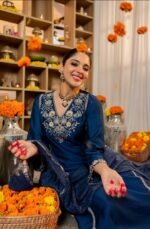 Zinora Pure Satori Silk Suit Set for Women – Embroidered Festive Wear with Banarasi Dupatta - Image 7