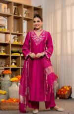 Zinora Pure Satori Silk Suit Set for Women – Embroidered Festive Wear with Banarasi Dupatta - Image 2