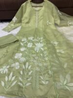 Zinora Chanderi Silk Suit Set for Women – Embroidered Festive Wear with Organza Dupatta - Image 4